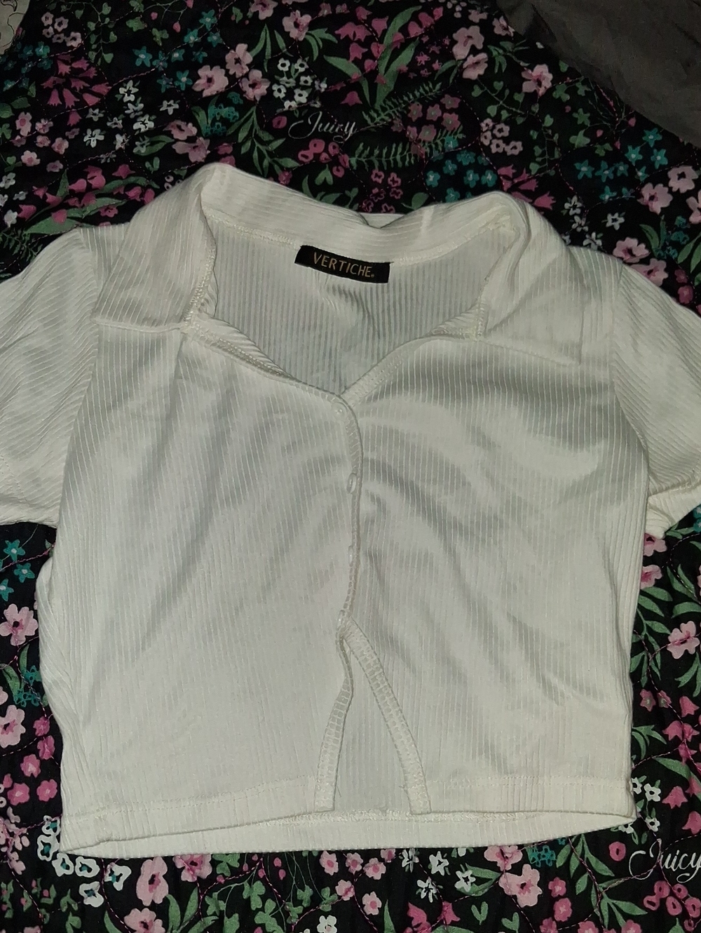 White Ribbed Short Sleeve Crop Top